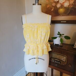 Lost + Wander Yellow Floral Daisy Women's Top NWT Small